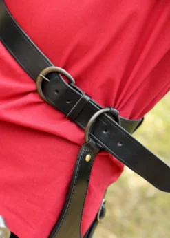 Gürtel mit Schwerthalterung, Bandelier, schwarzes Leder