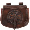 Gürteltasche aus Leder mit Vegvísir-Prägung, Braun