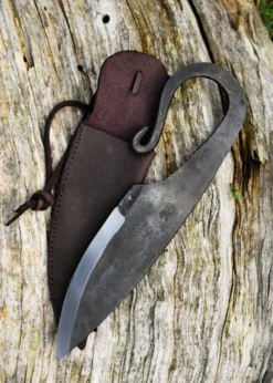 Handgeschmiedetes Wikingermesser mit Lederscheide