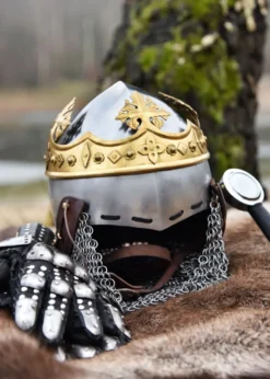 Helm von Robert Bruce, Mittelalter-Beckenhaube mit Brünne, 1,6 mm Stahl