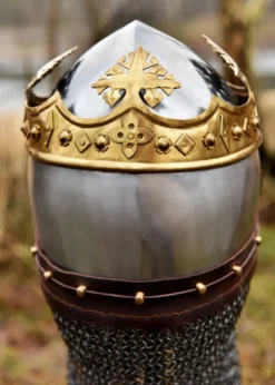 Helm von Robert Bruce, Mittelalter-Beckenhaube mit Brünne, 1,6 mm Stahl