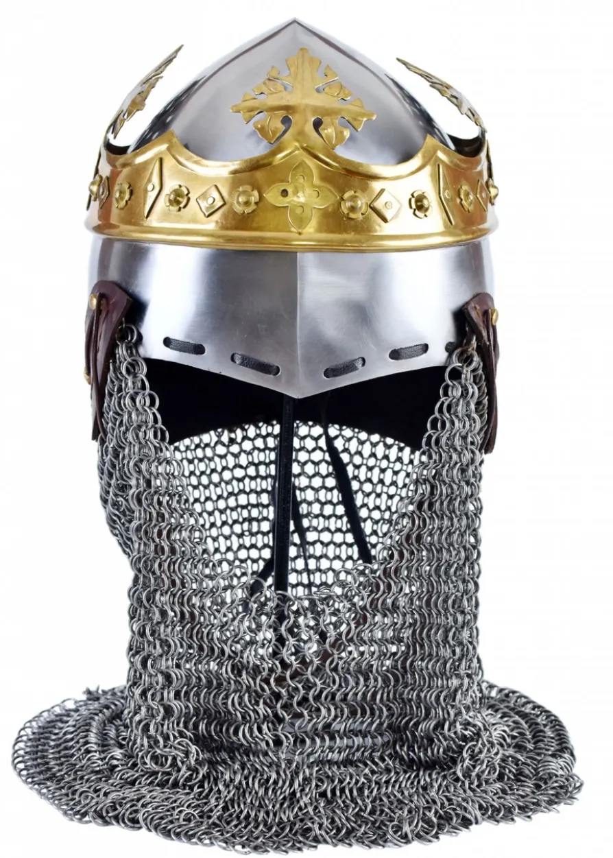 Helm von Robert Bruce, Mittelalter-Beckenhaube mit Brünne, 1,6 mm Stahl