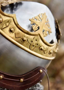 Helm von Robert Bruce, Mittelalter-Beckenhaube mit Brünne, 1,6 mm Stahl