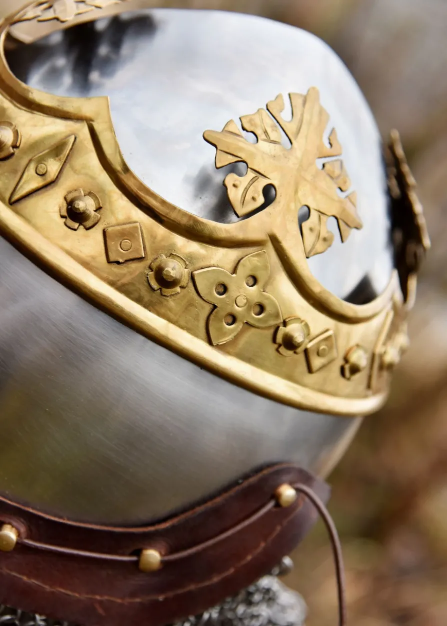 Helm von Robert Bruce, Mittelalter-Beckenhaube mit Brünne, 1,6 mm Stahl