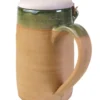 Historischer Bierkrug aus Ton, 0,5 Liter mit Holzklappdeckel