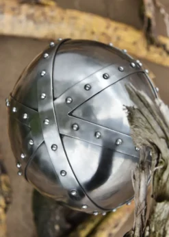 Hochmittelalter Spangenhelm mit Gesichtsplatte, 2 mm Stahl