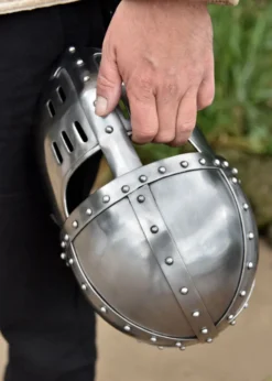Hochmittelalter Spangenhelm mit Gesichtsplatte, 2 mm Stahl