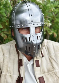Hochmittelalter Spangenhelm mit Gesichtsplatte, 2 mm Stahl
