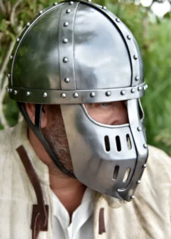 Hochmittelalter Spangenhelm mit Gesichtsplatte, 2 mm Stahl