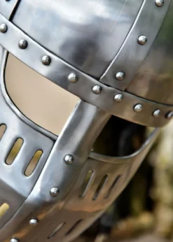 Hochmittelalter Spangenhelm mit Gesichtsplatte, 2 mm Stahl