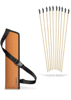 Holzpfeile Set, 11 tlg. mit Gummispitze, Pfeillänge 42 cm