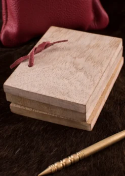 Holz-Wachsbuch mit Messing Stylus und Lederbeutel
