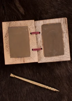 Holz-Wachsbuch mit Messing Stylus und Lederbeutel