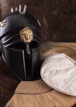 Italo-Korintherhelm mit Helmbusch, schwarz, verziert