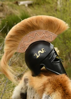 Italo-Korintherhelm mit Helmbusch, schwarz, verziert
