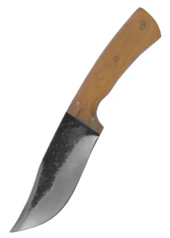 Jagdmesser mit Griff aus Olivenholz, ca.20 cm, Lederscheide,