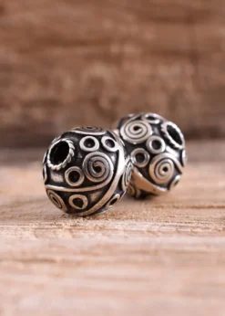 Keltische Bartperle und Lockenperle mit Spiralen aus Silber
