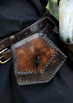 Keltische Ledertasche, Mittelalter-Gürteltasche, Piktisches Motiv