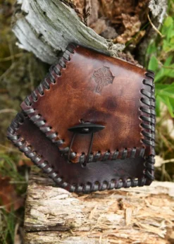 Keltische Ledertasche, Mittelalter-Gürteltasche, Piktisches Motiv