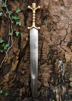 Keltischer Dolch mit Bronzegriff und Lederscheide