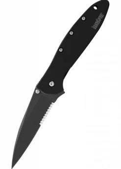 Kershaw LEEK, Schwarz, Wellenschliff, Taschenmesser