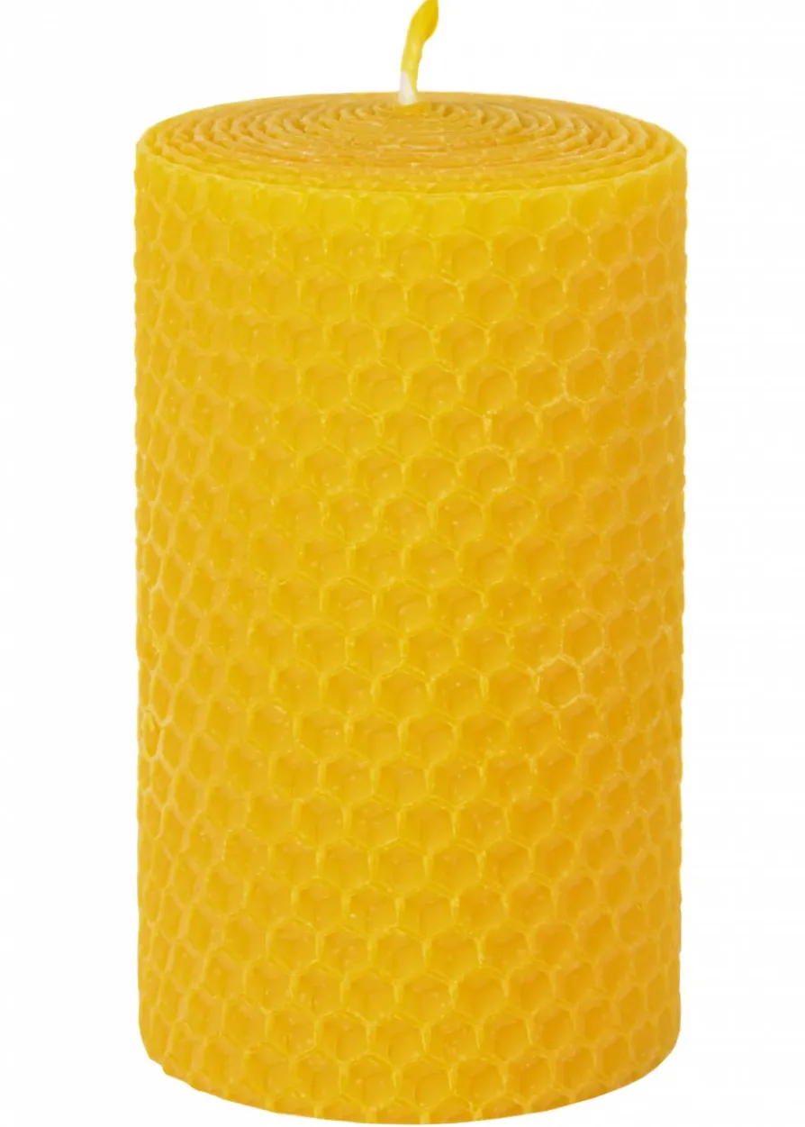 Kerze, reines Bienenwachs, Wabenplatten gerollt