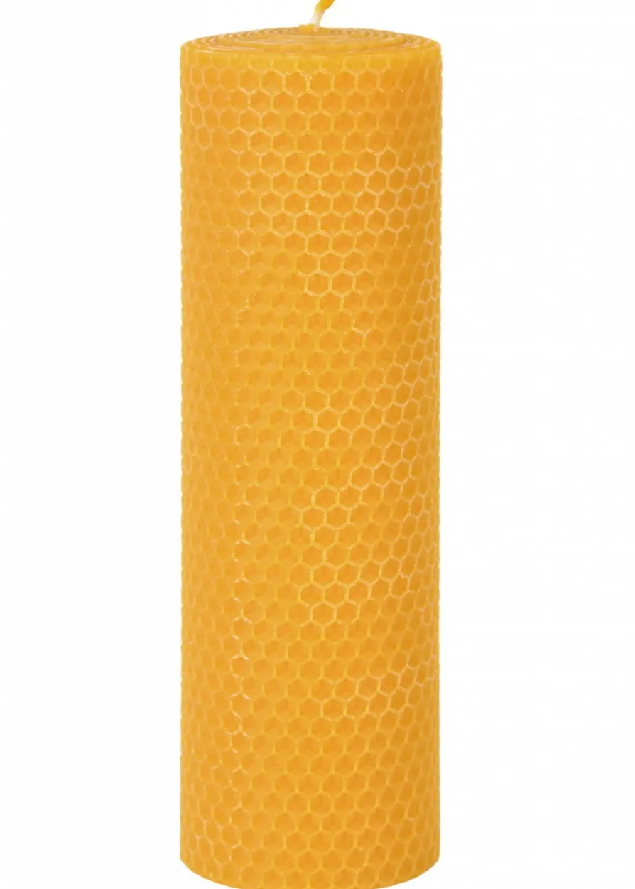 Kerze, reines Bienenwachs, Wabenplatten gerollt