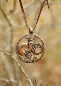 Kettenanhänger, Schmuck-Anhänger aus Bronze, Drache im Urnes-Stil, Wikinger Schmuck