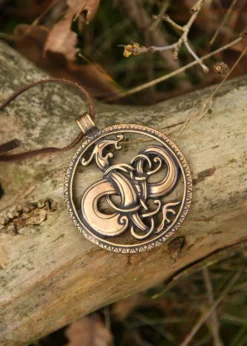 Kettenanhänger, Schmuck-Anhänger aus Bronze, Drache im Urnes-Stil, Wikinger Schmuck
