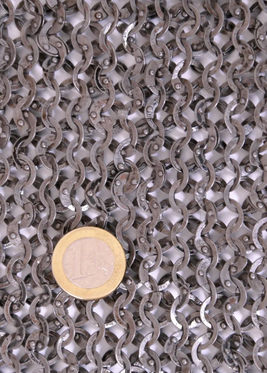 Kettenhemd Hauberk, Flachring, ID 8 mm, unbehandelt