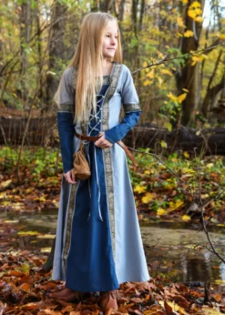 Kinder Mittelalterkleid Eleanor, langarm, blau