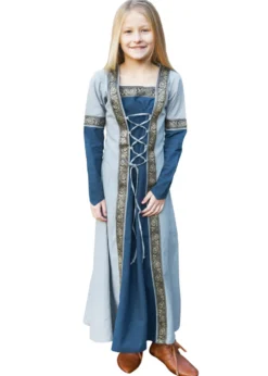 Kinder Mittelalterkleid Eleanor, langarm, blau
