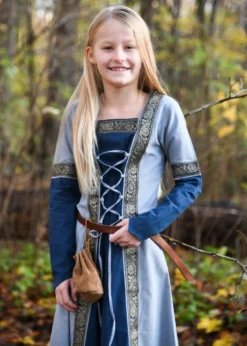 Kinder Mittelalterkleid Eleanor, langarm, blau