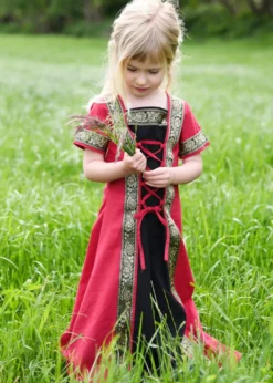 Kinder Mittelalterkleid Eleanor, kurzarm, rot/schwarz