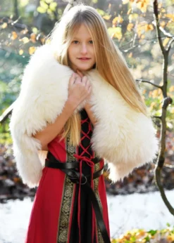 Kinder Mittelalterkleid Eleanor, kurzarm, rot/schwarz