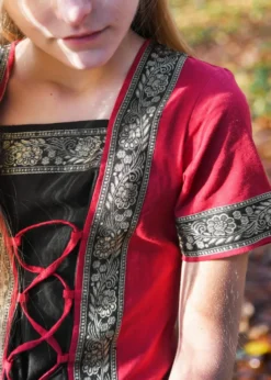 Kinder Mittelalterkleid Eleanor, kurzarm, rot/schwarz