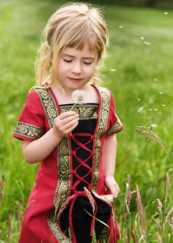 Kinder Mittelalterkleid Eleanor, kurzarm, rot/schwarz