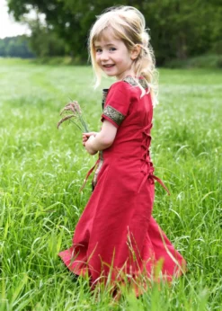 Kinder Mittelalterkleid Eleanor, kurzarm, rot/schwarz