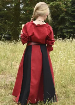 Kinder Mittelalter-Rock Lucia, weit ausgestellt, schwarz/rot
