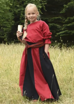 Kinder Mittelalter-Rock Lucia, weit ausgestellt, schwarz/rot