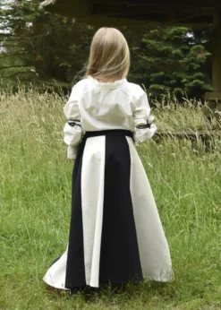Kinder Mittelalter-Rock Lucia, weit ausgestellt, schwarz/natur