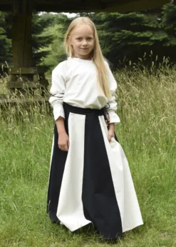 Kinder Mittelalter-Rock Lucia, weit ausgestellt, schwarz/natur