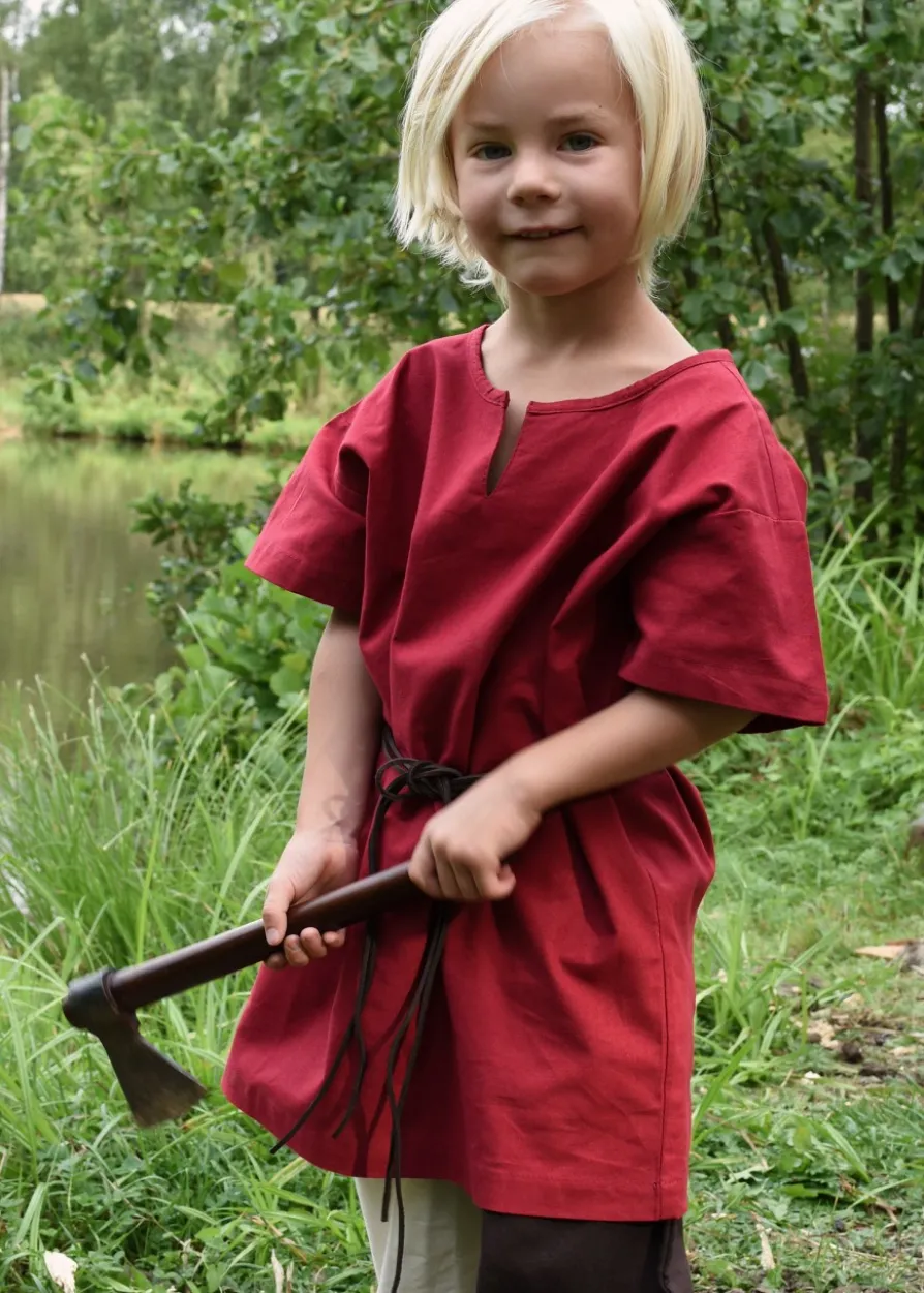 Kinder Mittelalter-Tunika Linus, kurzarm, rot