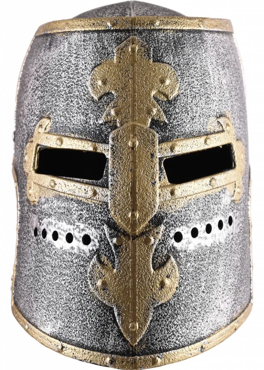 Kinder Ritter-Topfhelm mit Klappvisier aus Kunststoff