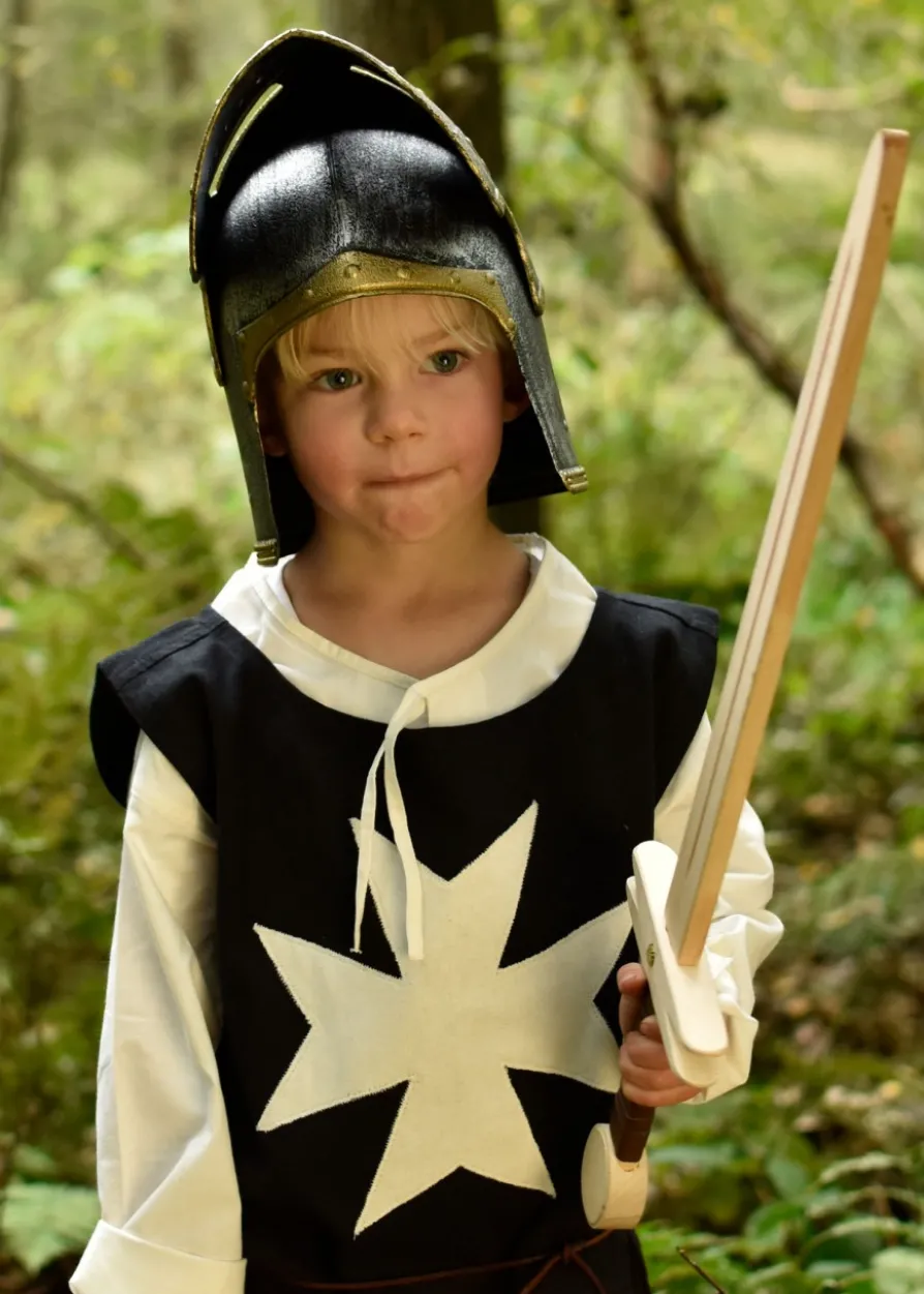 Kinder Ritter-Topfhelm mit Klappvisier aus Kunststoff