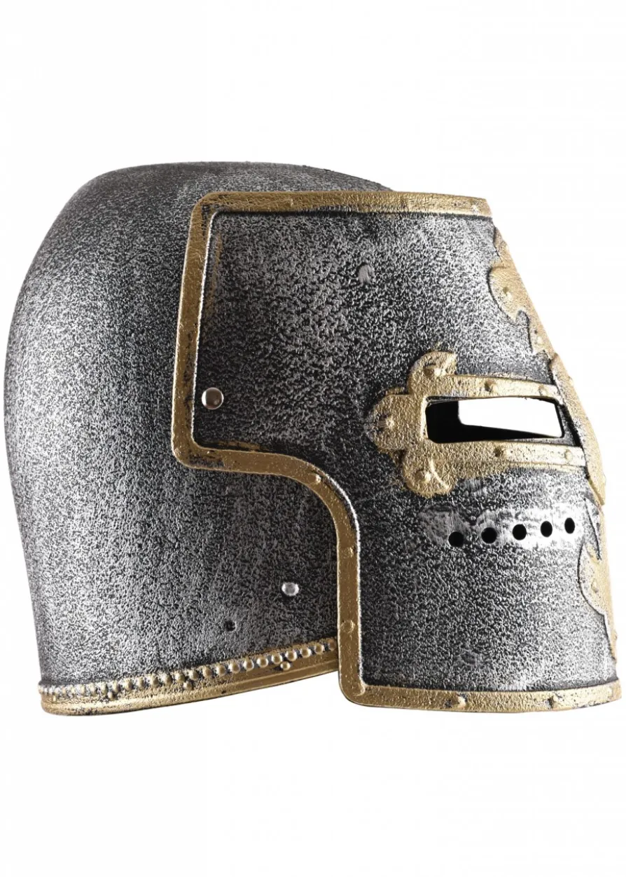 Kinder Ritter-Topfhelm mit Klappvisier aus Kunststoff