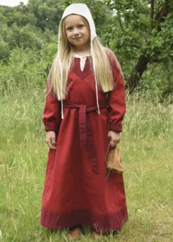 Kinder-Wikingerkleid Solveig, rot/weinrot