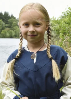 Kinder-Wikingerkleid Solveig, blau/natur