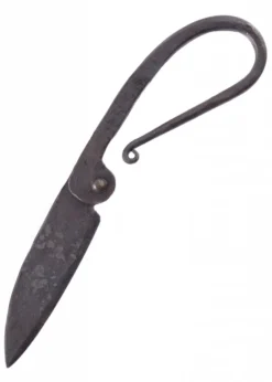 Klappmesser mit Lederhülle, handgeschmiedet