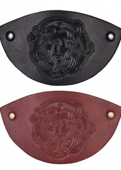Kleine Haarspange aus Leder mit Wikinger-Motiv & Metall-Clip